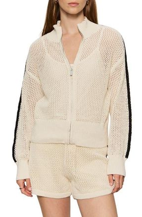 Sanctuary Open Stitch Track Jacket in Collagen White/Black at Nordstrom, Size X-Small