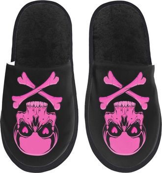 Generic Home Slippers Pink Skull Slippers Soft Casual Slipper For Bathroom Travel Bedroom L