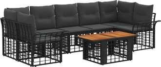 vidaXL Conjunto De Sof&aacute;s De Jard&iacute;n 8 Uds. Negro Y Gris Oscuro Vidaxl