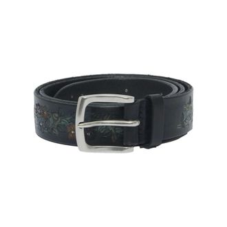 Orciani Belts, male, Black, Size: 100 CM Blade Flower Leather Belt