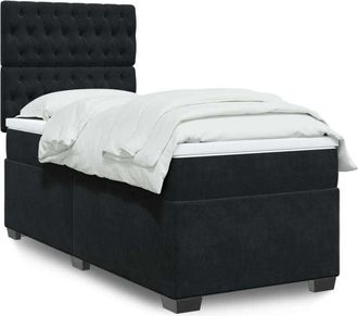 vidaXL Vidaxl - Cama Box Spring Con Colch&oacute;n Terciopelo Negro 90x200 Cm
