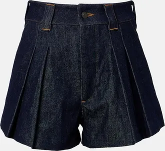 Frame Denim Structural pleated denim shorts