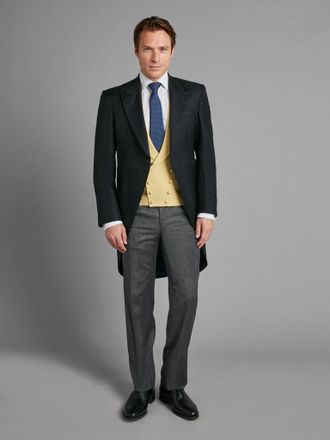 Oliver Brown Morning Coat Italian Woven Herringbone - Black