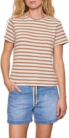 Sanctuary Perfect Texture Stripe Tee in Valle Stripe Beige at Nordstrom, Size Xx-Small