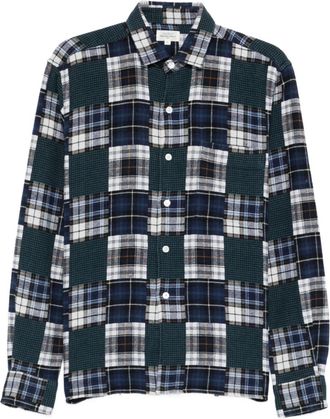 Hartford Camicia a quadri con design patchwork - Blu