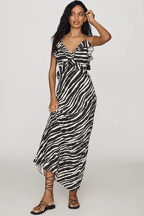 Avec Les Filles Ruffle Printed Maxi Dress