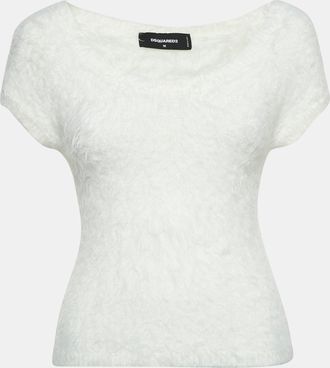 Dsquared2 White Textured Knit Crewneck Top