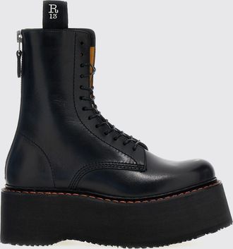 R13 Anfibi Double Stack in pelle con suola platform e chiusura posteriore