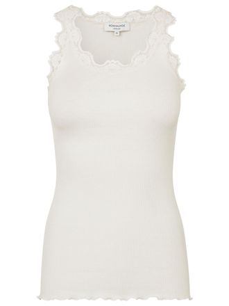 Rosemunde Spitzentop ROSEMUNDE Babette Silk Top mit Seide, Damen, Gr. XL, wollwei&szlig;, Feinstrick, Obermaterial: 70% Seide, 30% Baumwolle, k&ouml;rpernah h&uuml;ftbedeckend,