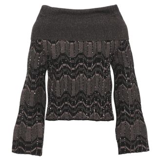D.exterior Jersey de Viscosa con Lentejuelas - Knitwear - Mujer - Marr&oacute;n - M