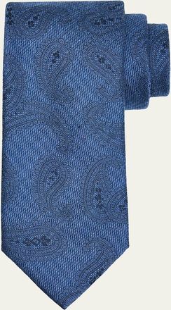 Brioni Mens Silk and Wool Paisley Jacquard Tie