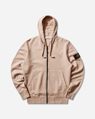 Stone Island Organic Cotton Fleece Zip Hoodie Chalk Pink