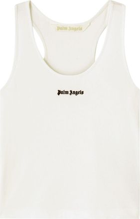 Palm Angels logo-embroidered ribbed tank top - women - Elastane/Cotton - M - White