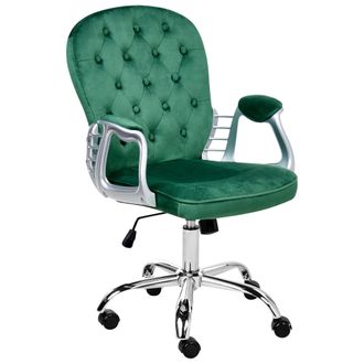 Beliani Beliani - Silla De Oficina Giratoria Respaldo Ajustable De Terciopelo Verde Princess