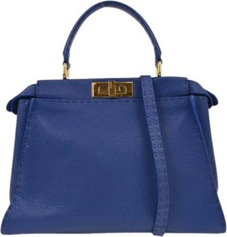 Fendi Pre-owned Handbags, female, Blue, Size: ONE SIZE Pre-owned Leather Handbag