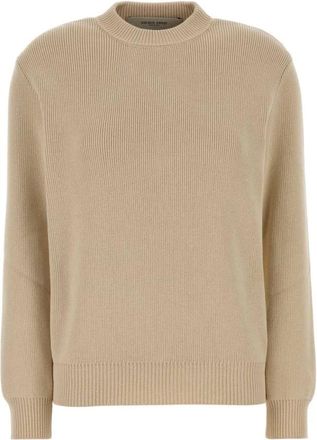 Golden Goose Trui met opstaande kraag van ribbelbreisel - Dames - Truien - Beige - Maat: M Katoen