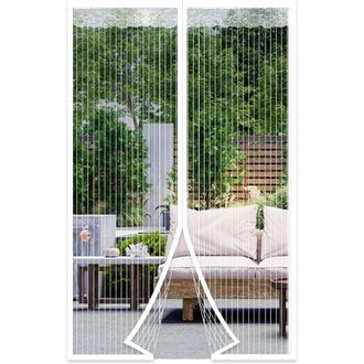OEM Moustiquaire Porte Magn&eacute;tique - Filet Polyester Maille Fine - Pour Balcon Terrasse Cave - Sans Per&ccedil;age - 110 X 210 Cm - Blanc - 1 Pi&egrave;ce