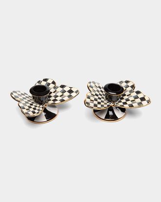 MacKenzie-Childs Courtly Check Butterfly Candle Holders, Set Of 2