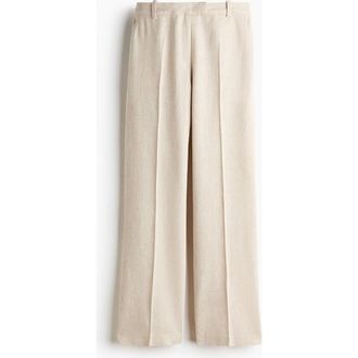 H&M Linen-blend Tailored Trousers in Light Beige at Nordstrom, Size 18