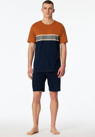Schiesser Shorty SCHIESSER Casual Essentials, Herren, Gr. 48, 801, blau, Single Jersey, Obermaterial: 100% Baumwolle, bequem kurz, Rundhals, Homewear-Sets Short