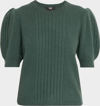 Paige Kato Cashmere Puff-Sleeve Top