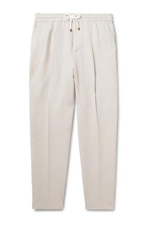 Brunello Cucinelli Straight-Leg Linen Drawstring Trousers
