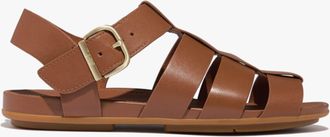FitFlop Fitflop Gracie Leather Womens Ankle Strap Sandals Deep Tan - Brown - Size UK 6