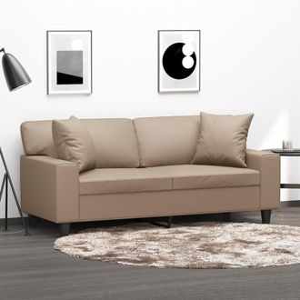 vidaXL Sof&aacute; De 2 Plazas Con Cojines Cuero Sint&eacute;tico Capuchino 140 Cm Vidaxl
