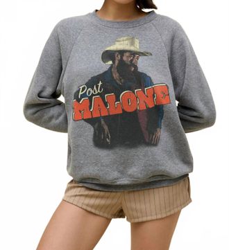 Daydreamer Post Malone Post Leanin Vintage Raglan Sweatshirt In Heather Grey