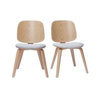 Miliboo Miliboo - Set De 2 Sillas De Madera Clara Y Tela Gris Clara Beck