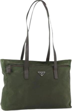 Prada Pre-owned Tote Bags, female, Green, Size: ONE SIZE Pre-owned Vintage Nylon Tote Bag