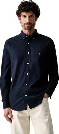 GANT Klassiek Regular Poplin Overhemd - Heren - Casual Overhemden - Blauw - S - Katoen - Overhemden