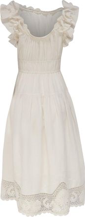 Ulla Johnson Leona Midi Dress in White Linen