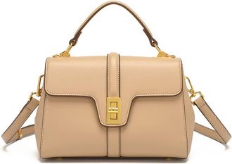 Generic Leather Flap Crossbody Bags for Women Top Handle Satchel Handbag Fashion Casual Shoulder Bag Ladies Purse Totes (Khaki)