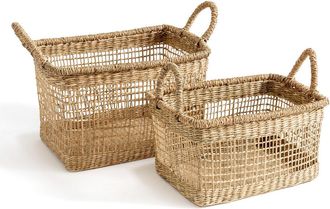 La Redoute Interieurs Set van 2 manden met handvatten, herbarium, Sola