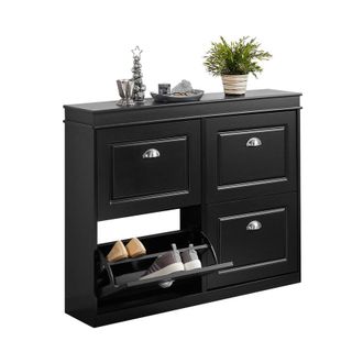 SoBuy Zapatero Con 4 Puertas Organizador Para Zapatos 105 X 24 X 82 Cm Es Negro Fsr79-sch Sobuy Es