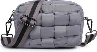 Sol and Selene Womens Woven Crossbody Bag In Grey