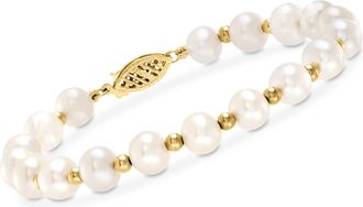 Ross-Simons 6-7mm Cultured Pearl Bracelet With 14kt Yellow Gold
