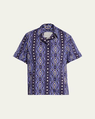 Johanna Ortiz Salty Promises Short-Sleeve Button-Down Shirt