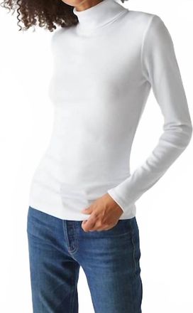 Michael Stars Beck Ruched Turtleneck Sweater In White