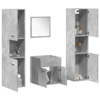 Berkfield Home 4 Piece Bathroom Furniture Set Concrete Grey Engineered Wood
