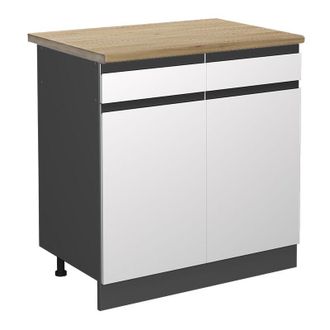 Vicco Mobiletto base per cucina R-Line, Bianco, 80 cm, pl Rovere