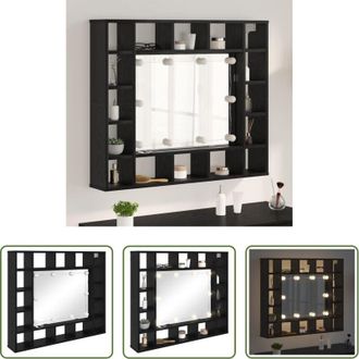 vidaXL Specchio LED - Mobiletto per specchio Rovere Nero 91 x 15 x 76,5 cm