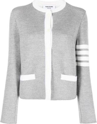 Thom Browne Wollen Vest met 4-Bar Ontwerp - Dames - Vesten - Grijs - 2XS - Wol - Truien & Vesten