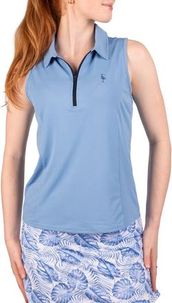 Tailorbyrd Textured Grid Sleeveless Quarter Zip Polo in Blue at Nordstrom Rack, Size X-Large