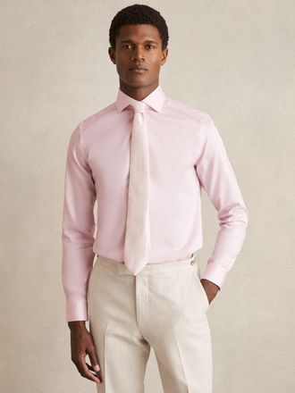 Reiss Pink Remote Fit Cotton-satin Cutaway-collar Shirt, 155