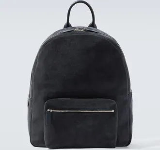 Kiton Leather-trimmed suede backpack