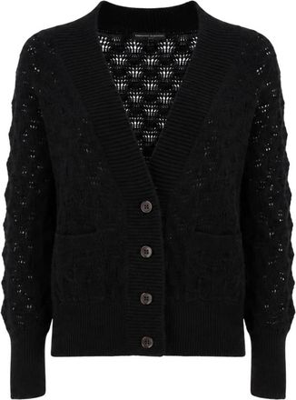 Ermanno Scervino Openwork V-neck Cardigan - Dames - Vesten - Zwart - M - Truien & Vesten