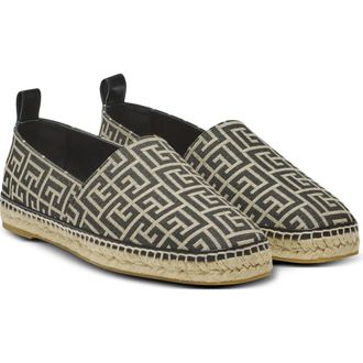 Balmain Monogram Jacquard Espadrille in Gfe Ivory/Black at Nordstrom, Size 13Us
