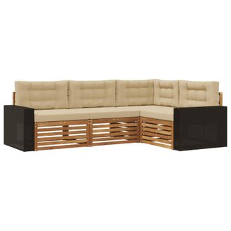 vidaXL Conjunto De Sof&aacute;s De Exterior 4 Pcs Natural Y Beige Vidaxl